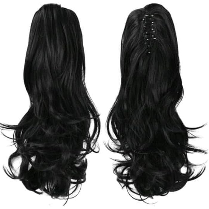 DILLARDS Extension Long Wavy Ponytail Wig Comfortable And Stylish Fiber Heat Safe Dark Black - Image 1